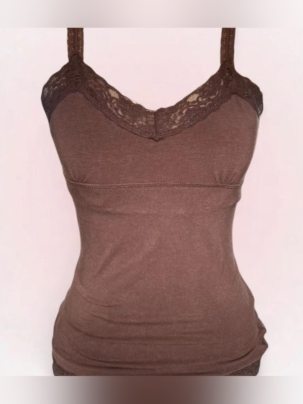 Urban Heritage Y2K Brown Lace Trim Cami Tank Top
